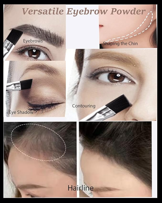Eyebrow Powder Makeup Kit for Women,2 Colors Eye Brow Powder Waterproof Tinting Palette Long-Lasting,Brown Dark Brown Brow Fill&Sculpt Natural Eyebrow Contour for Sparse Brow with Brow Brush &Razor-03