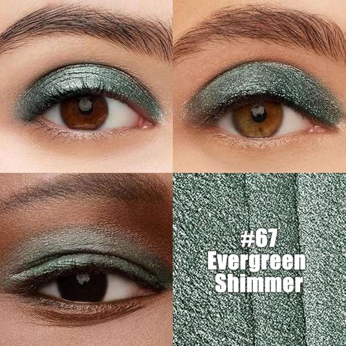 evpct Forest Green Shimmer Cream Eye Shadow Sticks Brightener Pencils for Women, Green Silky Eyeshadow Applicator Stick Pen Waterproof, Blendable Crease-Proof Stick Eyeshadow Shimmer Eye Makeup 67