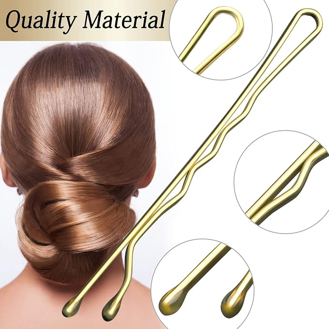 100PCS 2.4Inch Bobby Pins Gold,Pain-Free Bobby Pins for All Hair Types,Hair Pins for Women Girls,Hairpins for Buns with Box(Gold)