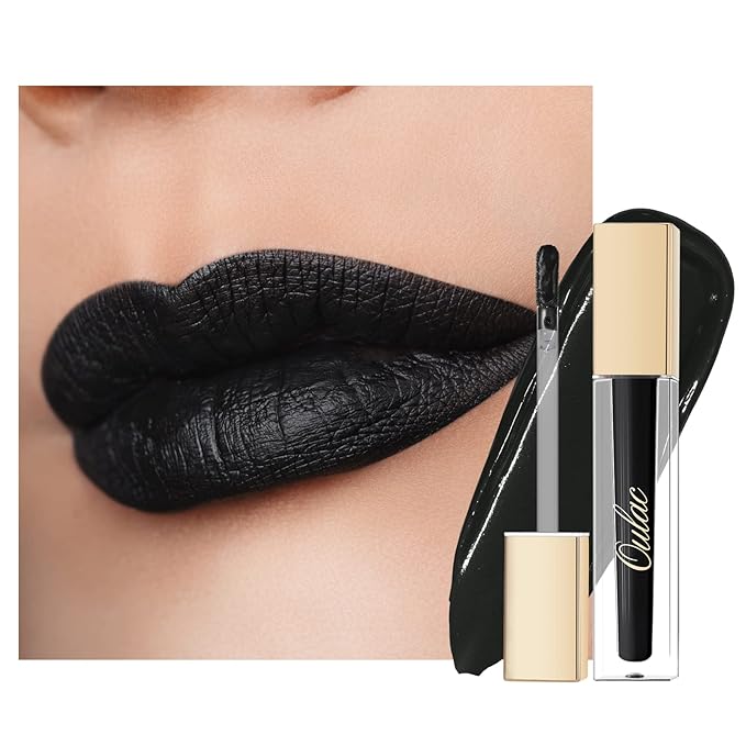 Oulac Black Lipstick for Women, Makeup Matte Liquid Lipsticks, Highly Pigmented Color Lip Stain with Creamy Formula, Long Lasting, Waterproof, Vitamin E, Vegan, Cruelty-Free, M23