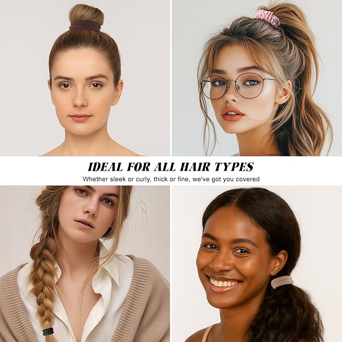 12Pcs Silk Scrunchies Hair Ties Set, No Damage Cotton Seamless Hair Bands for Women & Girls, 2.36 Inches Large Nylon Ponytail Holders