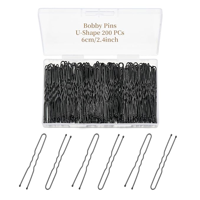 200 Pcs 2.4 Inch U-Shaped Bobby Pins Black Metal Hair Pins Hair Accessories for Women Stylists Hair Sticks Girl