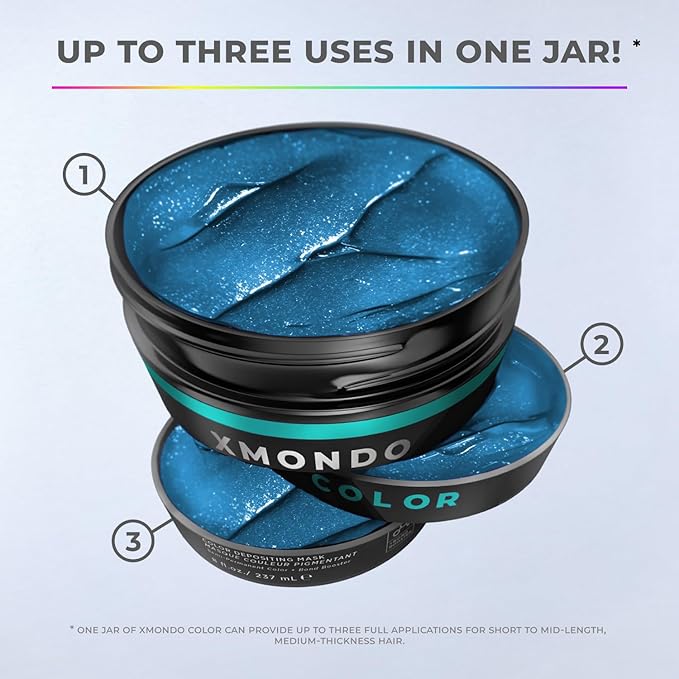 XMONDO Color Turquoise Depositing Mask & Semi-Permanent Turquoise Dye | Infused with Bond Booster Technology & Hyaluronic Acid for Nourishment, Revitalization & Repair, Vegan Formula, 8 Fl Oz 1-Pack