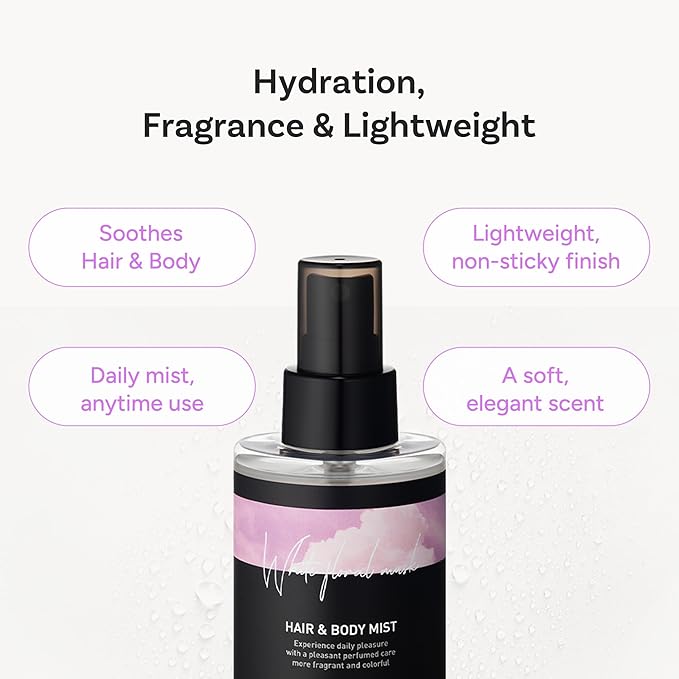 Perfumed Hair Mist for Women – Castor Oil for Shine & Long-Lasting Scent, Clean Hair Perfume & Body Mist – Botanical Waters & 17 Amino Acids, Sulfate, Paraben, Silicone-Free – White Floral Musk, 125ml