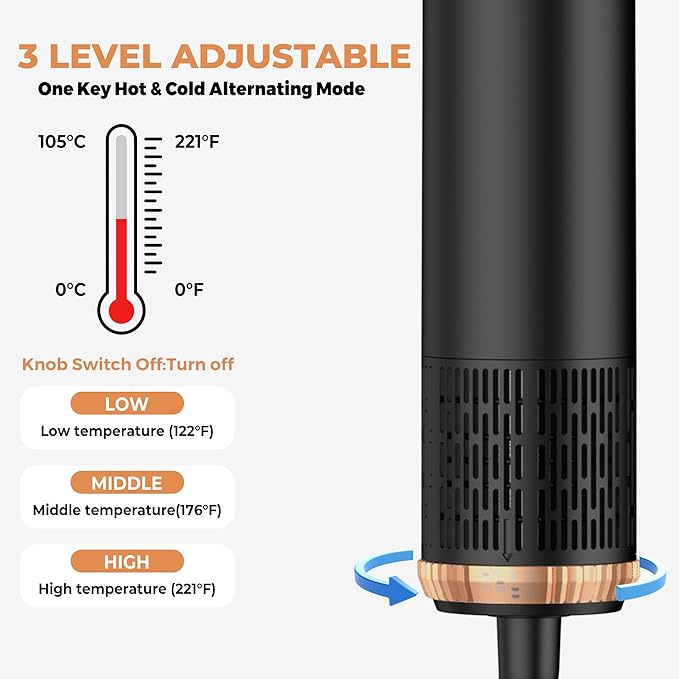 5 in 1 Hair Dryer Brush Set,Professional Negative Ionic Hot Air Styler, Air Curling Wrap Styler,Detachable Blow Dryer Brush With Auto Wrap Curlers,Hair Styling Tools For Straight/Curl/Drying/Smoothing