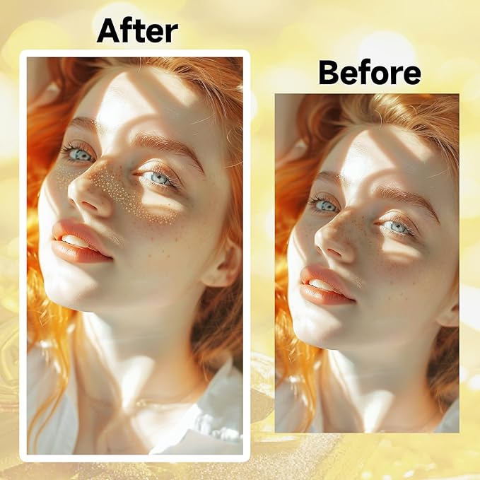 Glitter Freckles Face Tattoo - Freckles Temporary Tattoo Stickers Gold, Face Glitter for Women Girls, Cute Star Sparkle Patches Makeup Accessories for Festival Parties Rave Halloween, Gold 6 Pcs