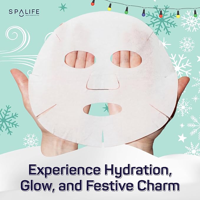 SpaLife Beauty Santa’s Squad Christmas Face Mask Bundle | Korean Facial Masks | Hydrating, Soothing, Complexion Enhancing and Firming Sheet Mask Set | Christmas Gifts for Women | 12 Pack