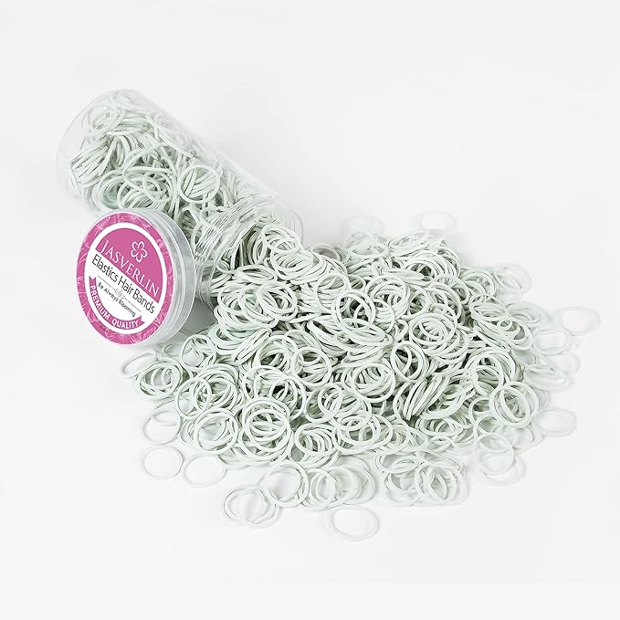3/4 Inch White Rubber Bands Hair Ties for Braids Ponytail, Mini Soft Hair Bands Styling Accessories for Thick Toddler Girls Women 1000PCS