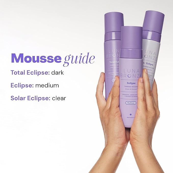 Luna Bronze Total Eclipse Express Self Tan Mousse | Instant, Dark & Natural Looking Self-Tanner Foam | Lightweight Formula Enriched with Organic Aloe Vera & Natural DHA | Fake Tan (200ml/6.7 fl. oz)