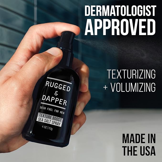 RUGGED & DAPPER Texture Boost Sea Salt Spray for Men - 4 oz, Hair Styling Agent, Adds Body and Fullness to Hair, Enhances Natural Texture, Locks in Moisture, Ocean Fresh Scent