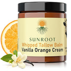 Whipped Tallow Balm, Vanilla Orange Cream Moisturizer, Natural Ingredients, Glass Jar, 2.85 oz, Face and Body Care