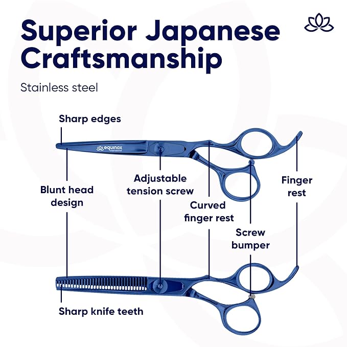 Equinox Professional Hair Scissors Set - Barber & Thinning Shears for Cutting & Grooming, Premium Japanese Stainless Steel Scissors