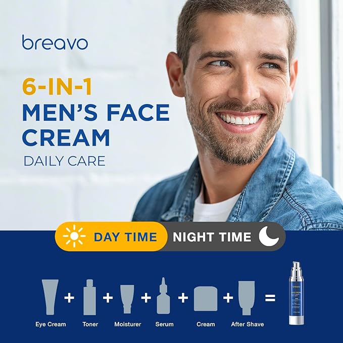 6 in 1 Face Cream for Men: 6 in 1 Mens Face Moisturizer, Mens Face Cream Anti Aging - Eye Bags Treatment & Wrinkle Cream for Men 1.7 oz