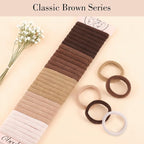 obeoby 100PCS Hair Ties for Thick Hair, Neutral Seamless Nylon Elastic Ponytail Holders Stretchy Hair Bands for Women Girls