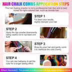 Festive Fun Hair Chalk Combs, 8 Color Washable Hair Chalk Set, Hair Color Comb Temporary Hair Chalk Comb,for All Ages for Birthday Party, Christmas Gifts