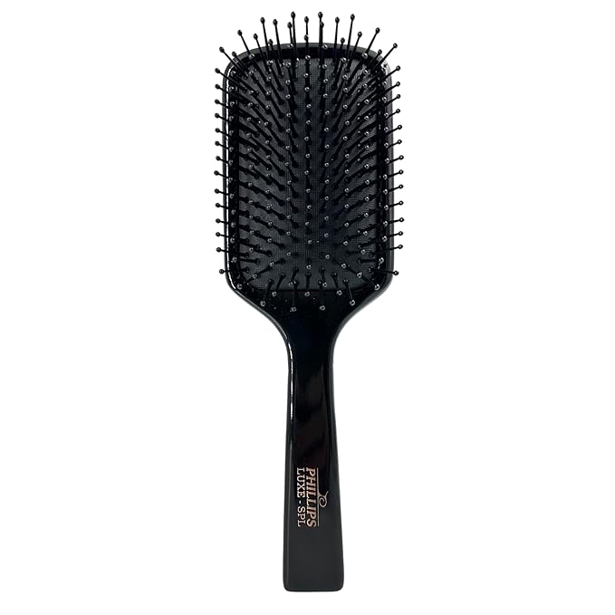 Phillips Brush Luxe Square Paddle Hair Brush, Sleek Black Color with Gold Accents – 9.25 inch Detangler Paddle Brush from the Luxe Series by Phillips Brush