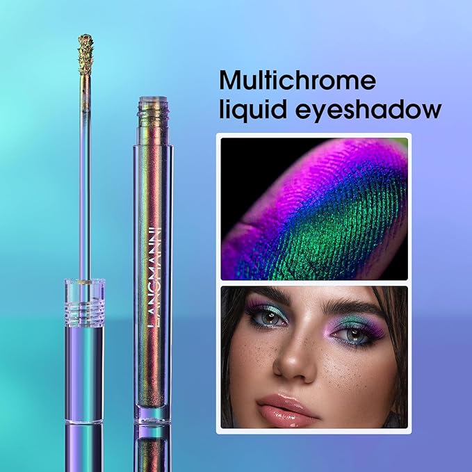 Jolilab Metallic Liquid Chameleon Eyeshadow, Multi-Dimensional Eye Looks, Long-lasting Holographic Glitter Multichrome Eyeshadows Makeup (#Ember+#GX002)