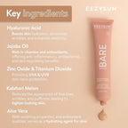 BARE Tinted Sunscreen SPF 50 – Non-Greasy, Water-Resistant, Vegan & Reef-Safe with Hyaluronic Acid & Jojoba Oil – 1.69 fl oz – Tan