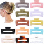 12 Pack Large Square Hair Claw Clips for Women and Girls, 4.1 x 2.1 x 1.2 inch, 12 Rubber Paint and Plastic Materials, Non-Slip Jumbo Jaw Design - Jelly