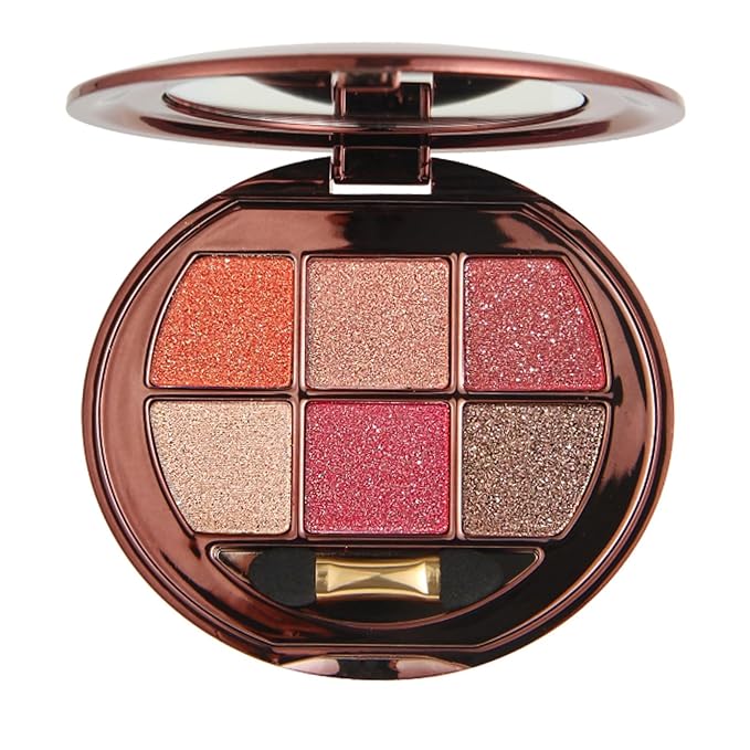 6 Colors Shimmer Eyeshadow Palette with Mirror, Neutral Nude Eye Shadow Matte & Glitter Shades Highly Pigmented Blendable Waterproof Long-Lasting Natural Smokey Eye Makeup Palette for Women 8#