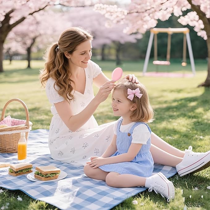 12 pcs Mini Hair Brush,Travel Detangling Brush with Exquisite Packaging Box,Mini Brush for Most Hair Types,Bridesmaid Party Christmas Stockings Filling Wet Hair Brushes (Pink and Blue)