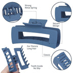 Hair Clip - Claw, 4.1 Inch Extra Large for Thick, Long, Curly Hair, 12 Pcs, 12 Rubber Paint and Plastic Materials, Non-Slip Design, Women and Girls Hair Accessories - Multicolor