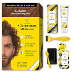 CLEVERMAN Auburn Hair & Beard Dye for Men - All-in-One Reusable Kit, Fast-Acting, Long Lasting, Ammonia-Free, Professional Quality for Hair, Beard & Gray Mustache - Semi-Permanent Extended