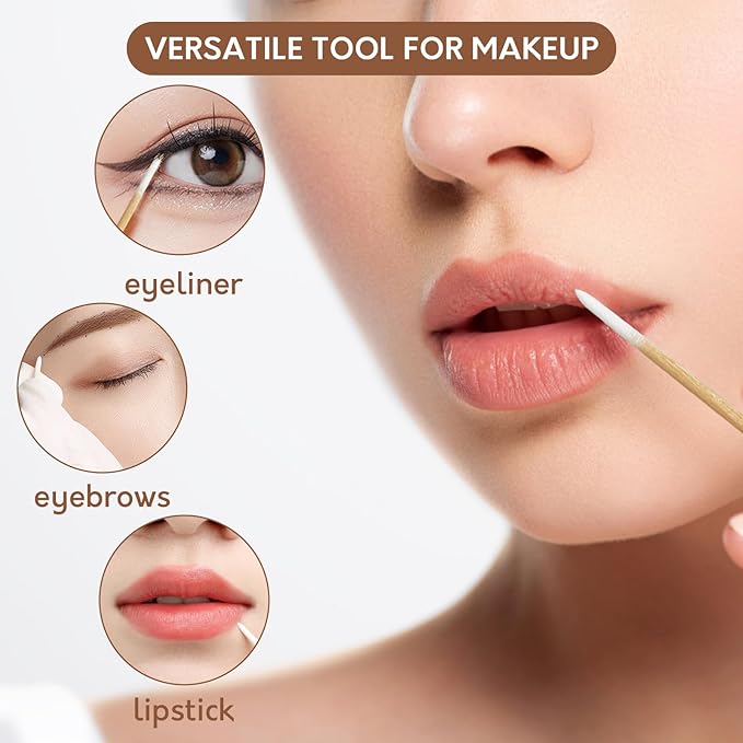 2200PCS Pointed Cotton Swabs with Storage Case - 4 inch Microblading Precision Tip Cotton Swabs with Wooden Sticks - Micro Tips for Makeup Eyelash Extensions Nail Art Supplies