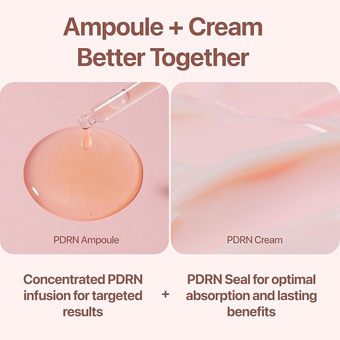 PDRN Ampoule and PDRN Cream, CUSKIN Korean Skin Care with Salmon DNA, Plant Based Bakuchiol, Moisturizing Bifida