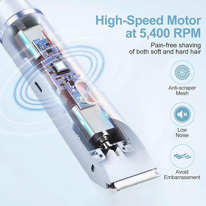 2025 New Bikini Trimmer for Women, 2 in 1 Dual Head Body Bikini Shaver, Ultra Low Silent, Painless & Cordless Hair Removal for Body , IPX7 Waterproof & Easy Cleaning for Shower & Travel (Blue)