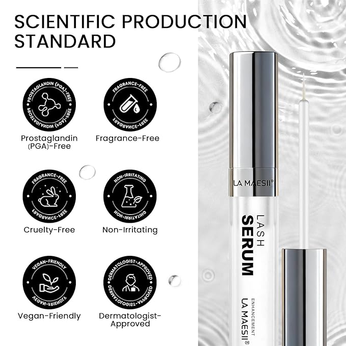 Lash Serum, Eyelash Growth Serum with Advanced Formula, Eyelash Enhancing for Longer Thicker and Fuller Looking Lashes, Vegan & Cruelty-Free for Sensitive Eyes (5mL)
