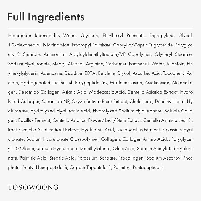 TOSOWOONG Hyaluronic Acid 9 Cream, Vitamin B5, Collagen, Niacinamide, Centella Asiatica Extract, Long-lasting Hydration, Daily Moisturizer Face Cream, Korean Skin Care, 50ml, 1.69 fl.oz.