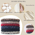 Suncdelv Silk,100% Silk Scrunchies for Hair,22 Momme Hair Ties for Anti-Crease & Breakage,Natural Women Hair Accessories，Fashion Hairbands 6PCS(Multicolor)