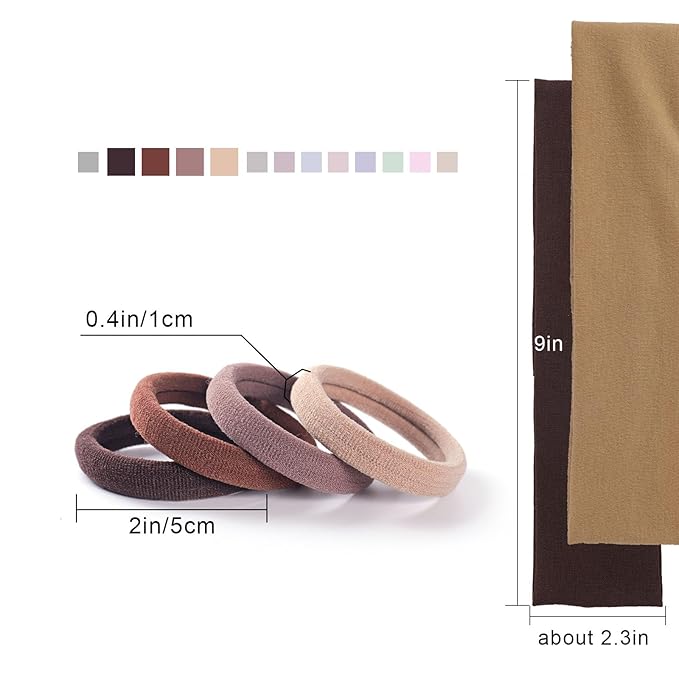 40PCS Brown Hair Ties No Damage,Ponytail Holders & Hair Bands for Women's Hair,Seamless Hair Ties & Nylon Hair Elastics Set (2in Brown)