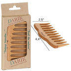Wide Tooth Wooden Comb Handmade - Natural Vintage Style Wide Tooth Comb for Curls Gentle Styling - Anti-Static Wood Hair Combs For Women Detangling (Oval Wide Tooth)