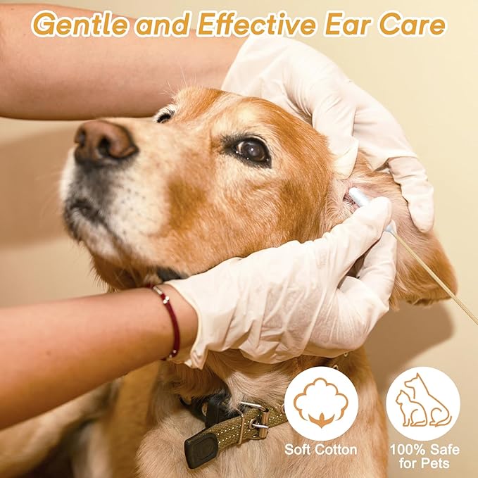 200 Pcs Large Cotton Swabs for Pet Care, 6 Inch Long Cotton Swabs with Bamboo Handle, Professional Dog Ear Swabs, Absorbency Big Cotton Tips, Pet Cleaning Solution Supplies