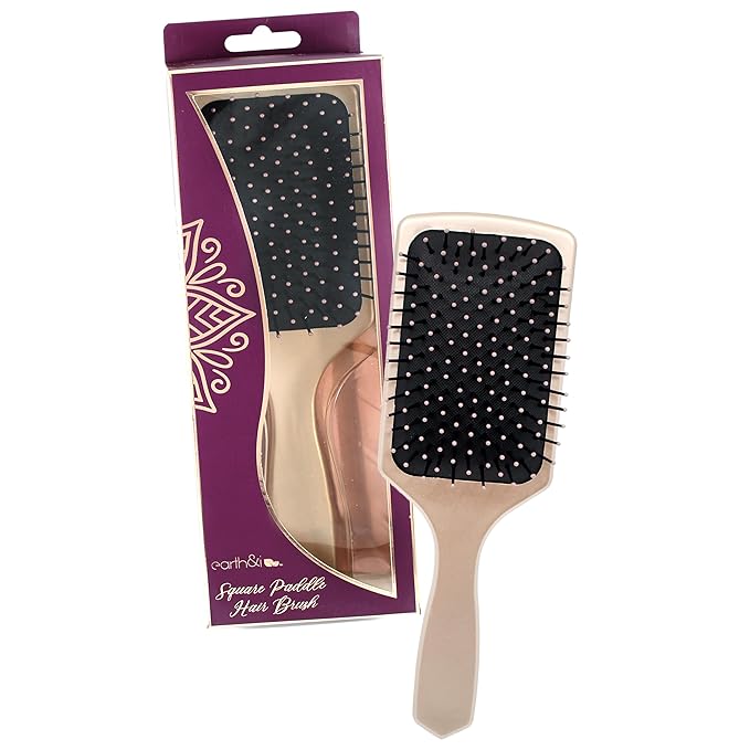 Earth & I Rosegold Hair Brushes for Women, Pink Hairbrush, Rose Gold Women Hair Brush, Kids Hairbrush, Brushes and Combs, Detangling and Styling (Rectangle)