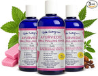 Pack of 3 Ayurvedic Organic Oil Pulling for Teeth and Gums | Bubble Gum Flavored Organic Oral Rinse Mouthwash | Essential Oils for Oral Hygiene, Healthy Gums, Teeth Whitening & Fresh Breath-8 FL Oz