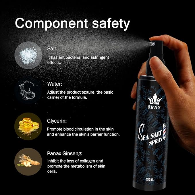 CNNY Sea Salt Spray for Hair Texturizing & Volume | 150ml Lightweight Natural Hold | Salt Spray for Men and Women with Beachy Waves, Adds Lift & Flexible Control to Medium-Long Hair