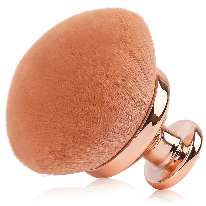 90MM Extra Large Self Tanner Kabuki Makeup Brush – GloréBrochas Ultra Soft Dense Vegan Bristles for Body Makeup, Bronzer & Foundation–Applies Tanning Mousse, Lotion & Self Tanner，Wet & Dry (Rose-Gold)