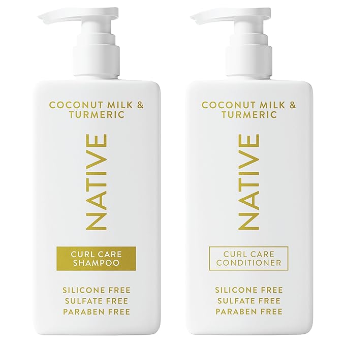 Native Coconut & Turmeric Shampoo and Conditioner Contain Naturally Derived Ingredients | All Hair Types, Color & Treated, Fine to Dry Damaged, Sulfate & Dye Free - 2-Pack