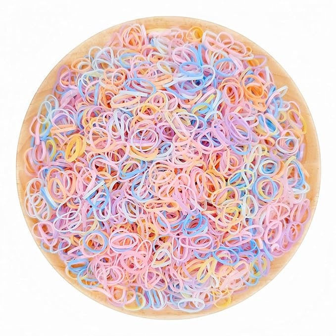 3200 Pcs Elastic Rubber Bands Small Hair Ties Hair Rubber Mini Hair Bands Hair Elastics Tiny Soft Holder Ponytails for Girls (Light Multicolor)
