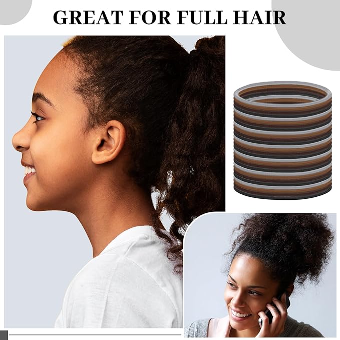 Dingion 80 Count Extra Long Hair Tie for Thick and Curly Hair Elastic Ponytail Holders for Women No Metal Bands Accessories(Multi Color)