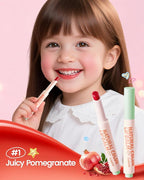 RUNBEN Kids Tinted Lip Balm, Juicy Pomegranate Lipstick, 24H Moisturizing, Safe & Non-toxic Lip Gloss for Kids & Teen, Christmas Makeup Gift for Girls, 2g