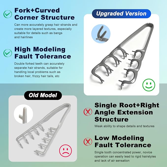 Texture Comb, Volumizing Wide-Tooth Hair Styling Comb, Fluffy Wide Tooth Curly Hair Comb, Men's Textured StylingComb for Volume, Fringe Parting Styling Accessory, for Men & Women