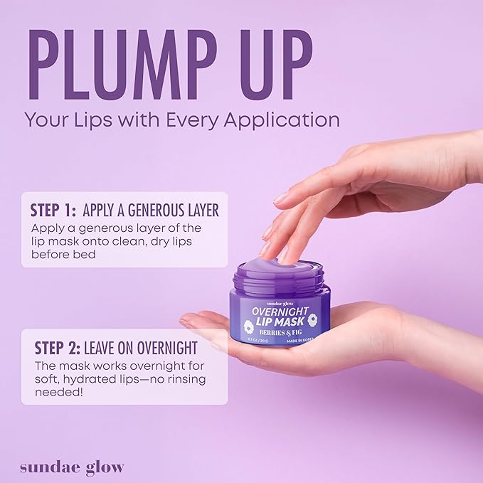 Lip Mask with Berries & Fig – Overnight Lip Repair, Intense Hydration & Smoothing – Dermatologist Tested, Korean Lip Care – Vegan, Clean Beauty, 95% Natural – 1 Pack