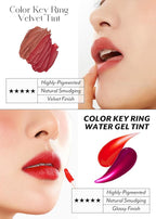 I'M MEME Color Key Ring Velvet Lip Tint - 01 Rosy Beige | Long Lasting Lip Stain, Matte Finish, Smooth Texture, Kbeauty, Cute Korean Makeup, Compact, Portable Keychain, Travel-Friendly, Gift, 2.8g