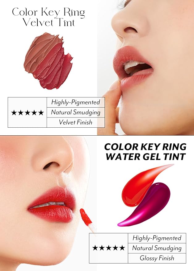 I'M MEME Color Key Ring Velvet Lip Tint - 01 Rosy Beige | Long Lasting Lip Stain, Matte Finish, Smooth Texture, Kbeauty, Cute Korean Makeup, Compact, Portable Keychain, Travel-Friendly, Gift, 2.8g