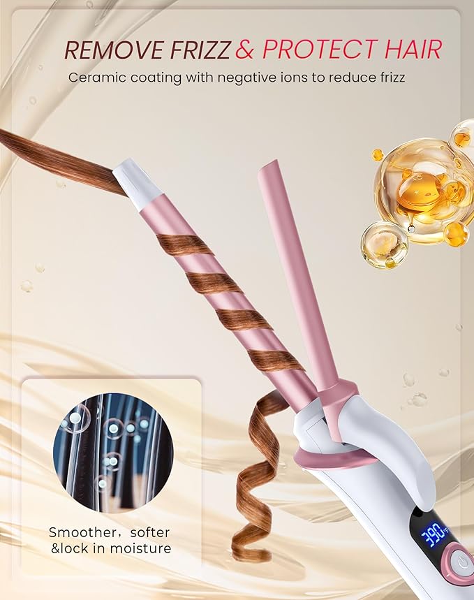 Mini Curling Iron for Short Hair Dual Voltage with European UK Plug Adapter 1/2 Inch Travel Size Small Barrel Curling Iron to Medium Bouncy Curls with 30S Fast Heating, 5 Temps for Global