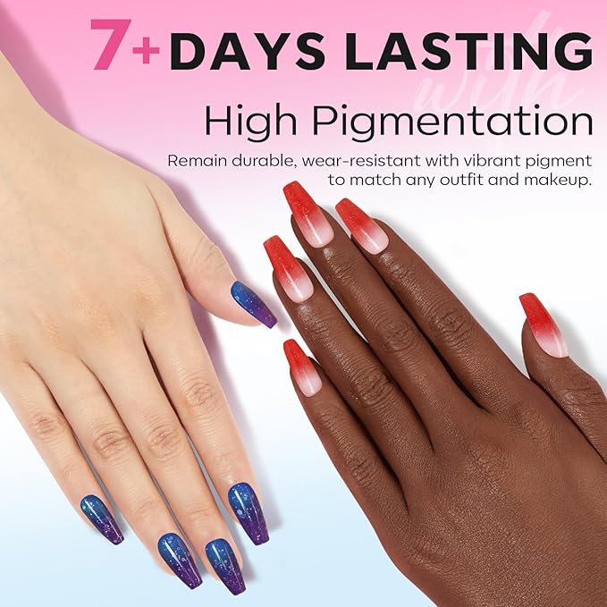 modelones Color Changing Nail Polish Set, 6 Colors Winter Pink Blue Purple Orange Neon Mood Temperature Change Ombre Quick Dry Mini Manicure Kit DIY Nail Art Salon Gifts For Women Girls